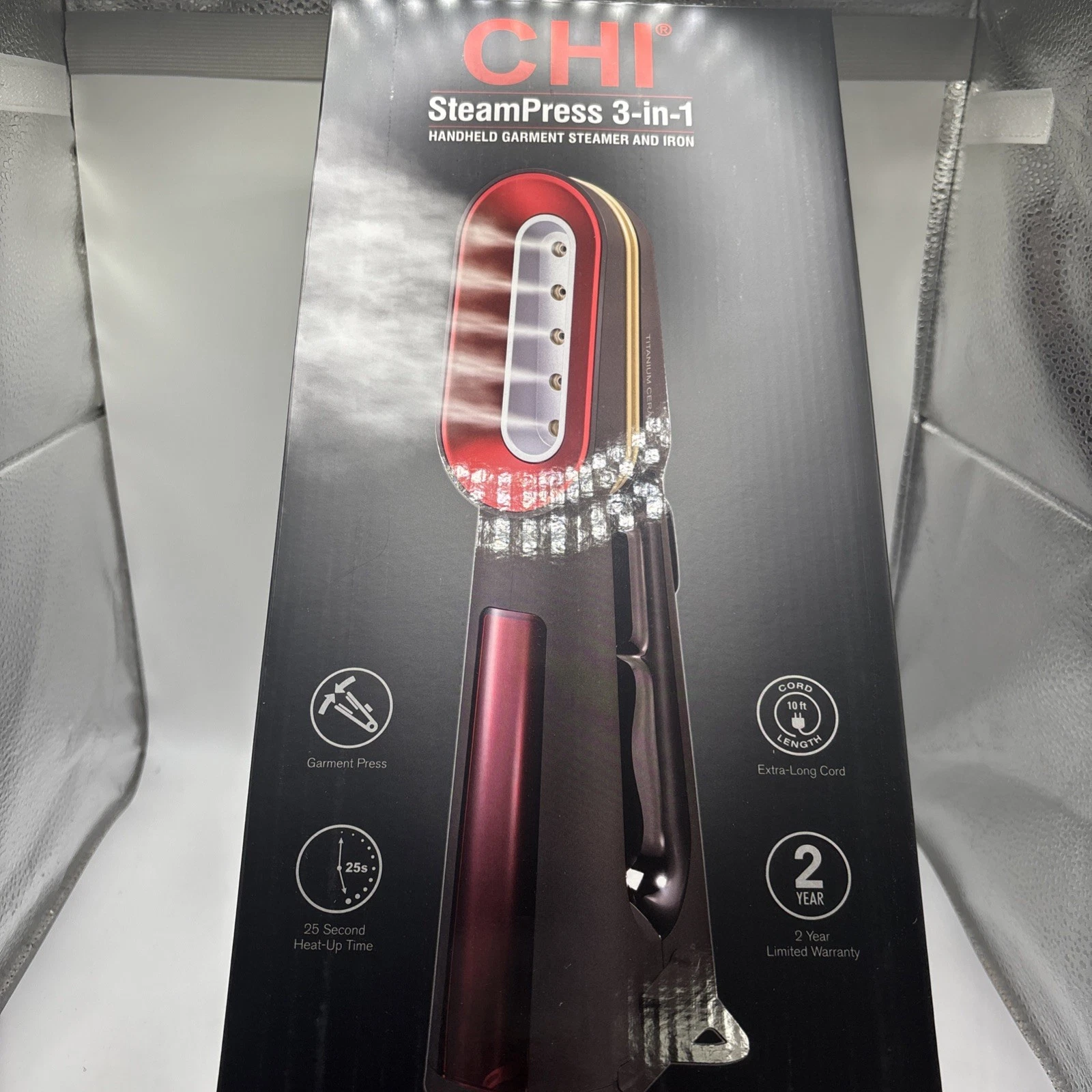 CHI SteamPress 3-in-1 Handheld Garment Steamer & Steam Iron 1500W Black
Opens in a new window or tab