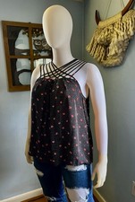 Torrid Floral Black/Red V-Neck Spaghetti Strap Cami Tank Top Plus Size 0