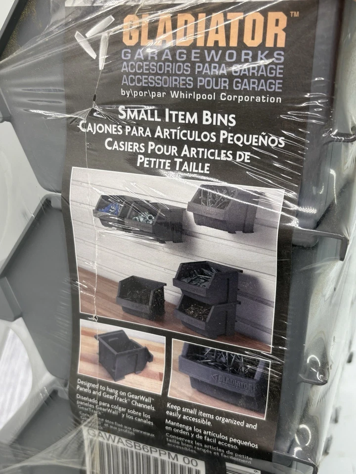 Gladiator GarageWorks GAWASB6PPM00 (paquete de 6) Gladiator contenedores de artículos pequeños grises NUEVO Foto 3 de 4