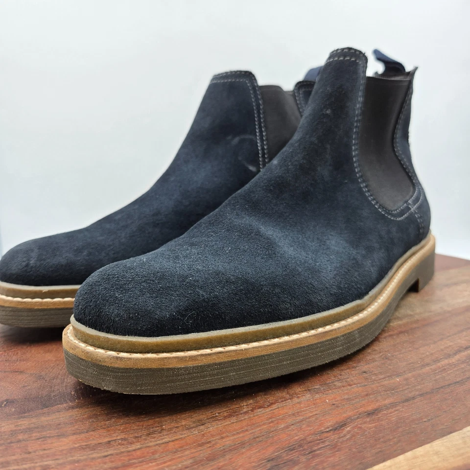 Botas Clarks Clarkdale Easy Masculinas 12M Azul Marrom Camurça Couro Conforto Chelsea - Imagem 4 de 4