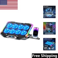 Efficient 8-Fan Laptop Cooling Stand with RGB Modes  LCD Display - 15-17.3 Inch