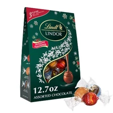 Lindt LINDOR Christmas Assorted Chocolate Candy Truffles Green Bag - 12.7oz