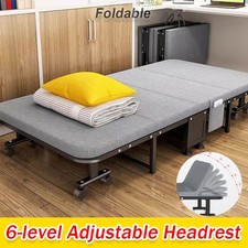 Portable Folding Guest Bed Adjustable Single Sleeper Bed with Mattress Wheels