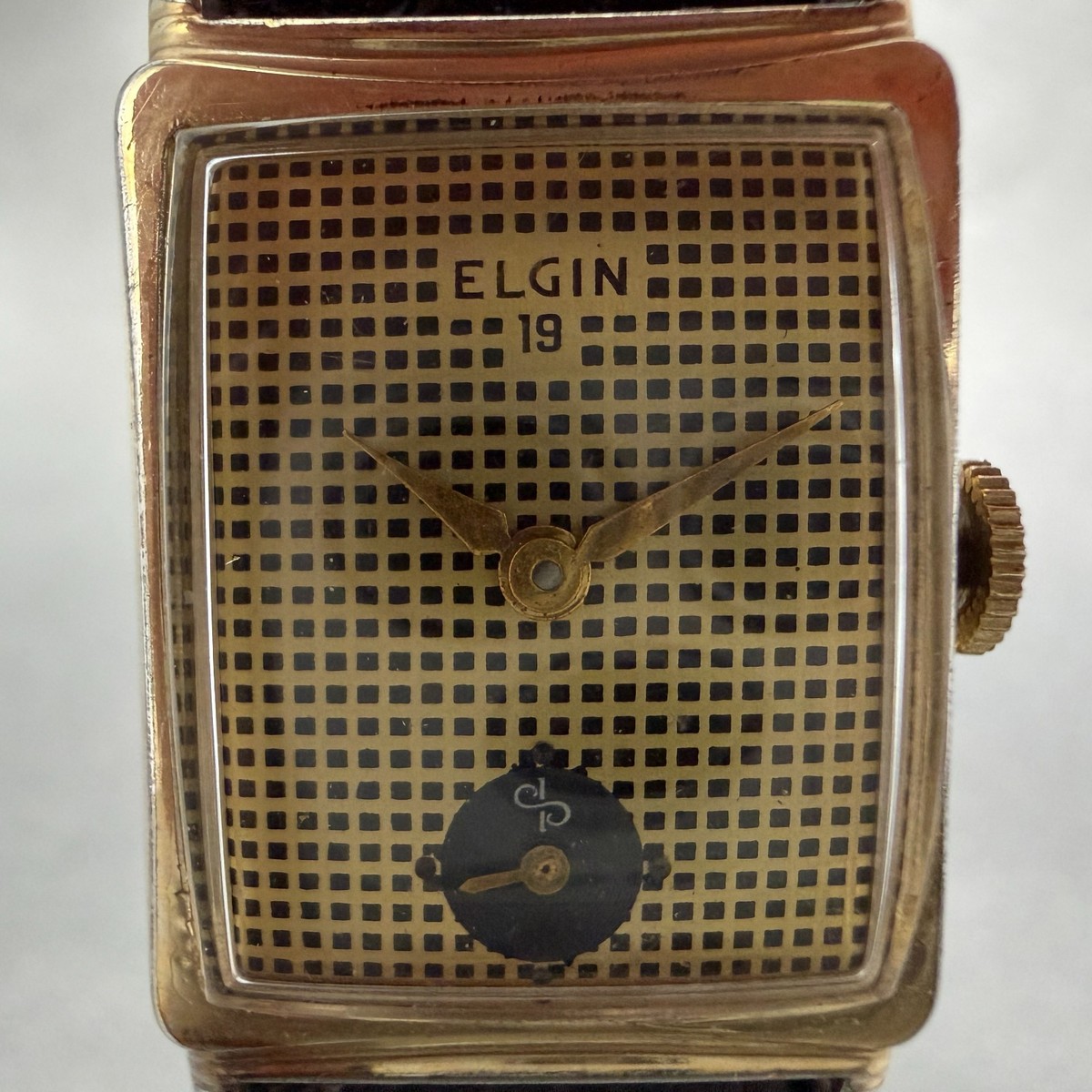 Elgin Holcomb Watch Men 21mm Gold Dial 10K Gold Plated Manual Wind