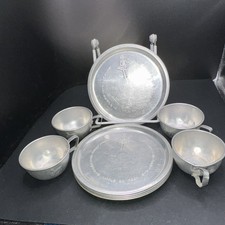 Vintage Child  s Aluminum Dishes Dish Little Bo Peep Set Of 9 Nice
