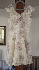 Girls Yellow Lace Floral Dress Sz 8