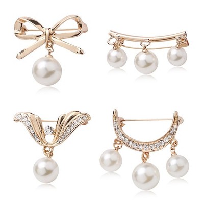 YANCHUN Scarf Ring Shirt Ties Clips for Women Clothing Metal Pearl Flower Rou...