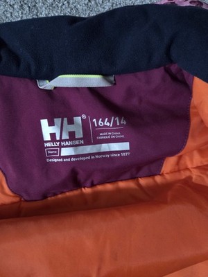 Helly Hansen Girls Winter Jacket 164/14 Purple Pink Animal Print Hooded