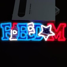 Freedom Neon Signs LED USA 4th of July Decorations Patriotic Decor for
