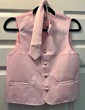 Boys Pink Formal Tuxedo Vest Waistcoat Includes Tie  Bow Tie Size 10 Free Ship