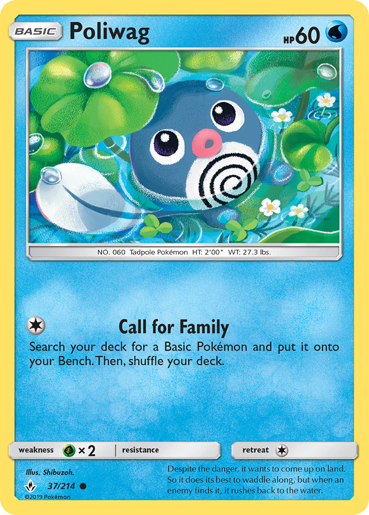 POLIWAG 37/214 COMMON UNBROKEN BONDS POKEMON REVERSE HOLO NM