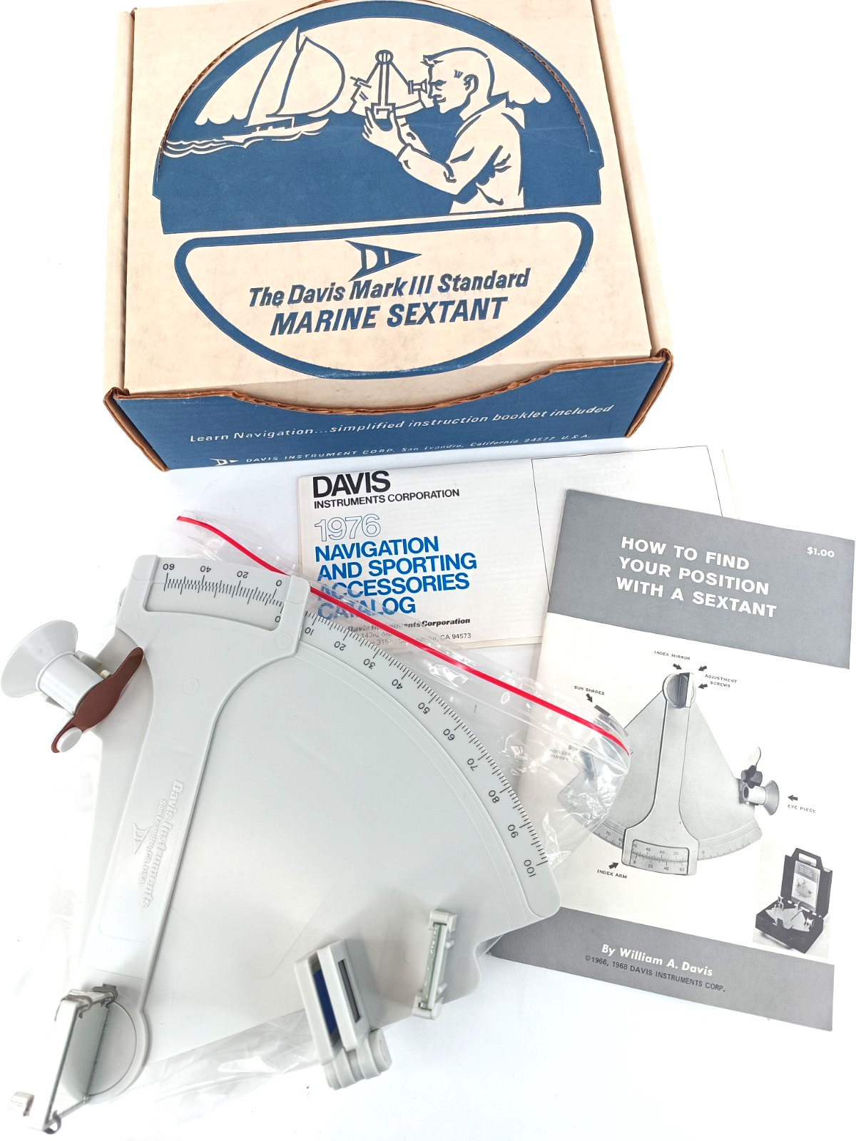 The Davis Mark 3 Marine Sextant With Original Box & Paperwork 1976 Nice!