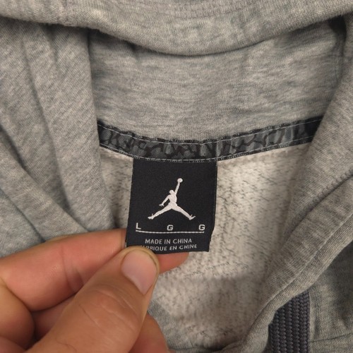 Nike Air Jordan Varsity Hoodie Herren L grau marineblau Druckknopfleiste Fleece Sweatshirt - Bild 4 von 12