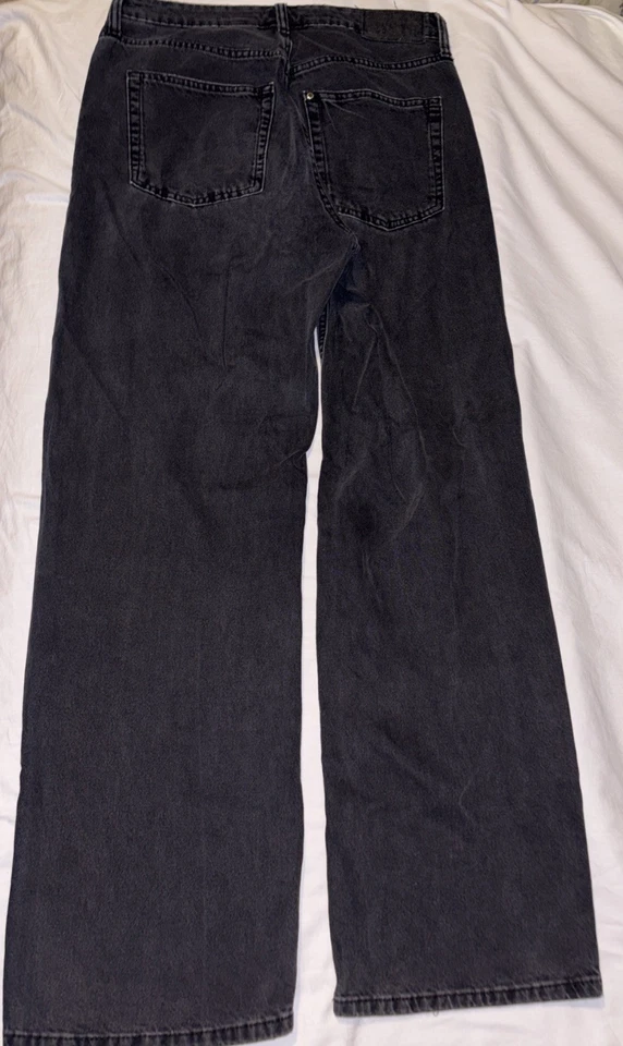 H&M & Denim Faded Black Ultra High Waisted Wide Jeans EUR 42 - UK 14 - Image 2 of 4