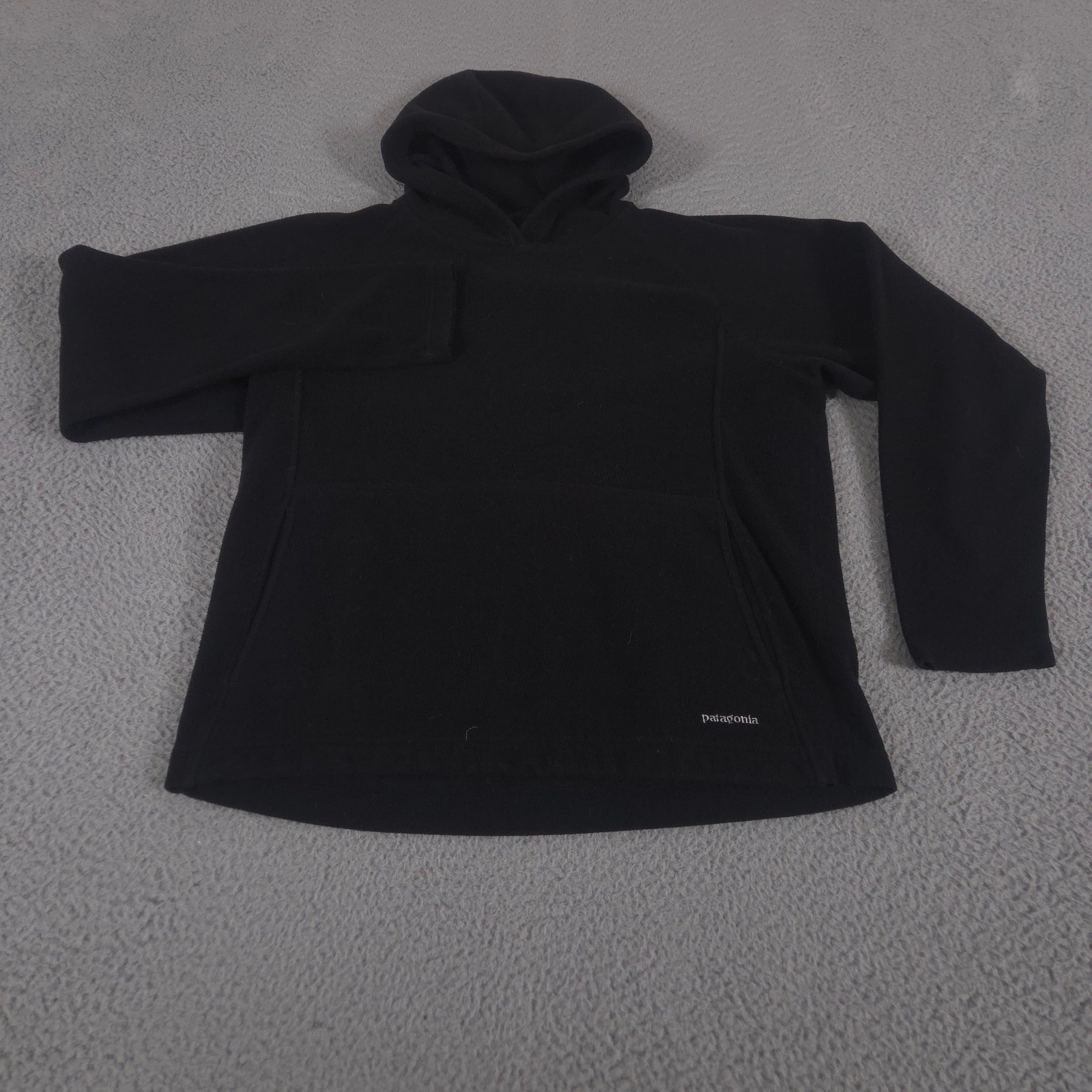 Patagonia Hoodie Mens S Black Micro D-Luxe Synchilla Fleece Pullover Pocket