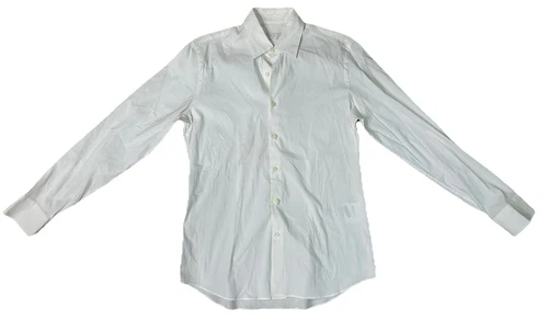 Chemise PRADA Homme 39/15,5 Blanc Manches Longues Robe Chemise Made In Italy