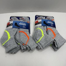 Hanes Moves X-Temp Boys Ankle Socks 12 Pairs Gray Shoe Size 3-9 New