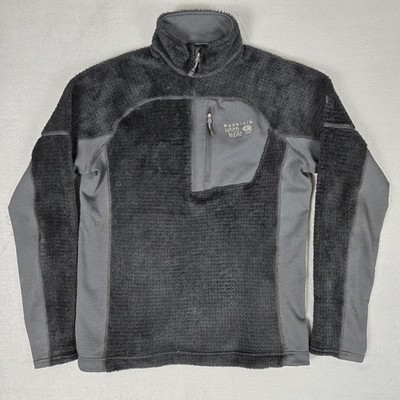 Mountain Hardwear Monkey Man Pullover Mens Medium Black Grid Fleece 1/4 Zip Hike