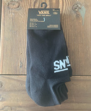 Vans Off The Wall No Show Kick Socks 3 Pair Boys 10-13.5 Black w White LogoSkate
