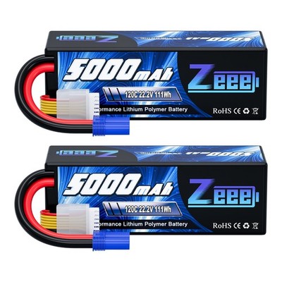 2x Zeee 22.2V 5000mAh 6S Lipo Akku EC5 120C hardcase Für RC Jet Heli Flugzeuge