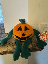1998 TY Beanie Baby Original Pumkin Pumpkin Halloween Jack-O-Lantern Plush Toy