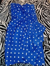 Vintage 1980s Victor Costa Polka Dot Formal/Cocktail/Party Dress Blue