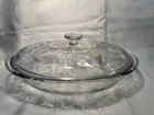Vintage Anchor Hocking Savannah Oval Pressed Glass Floral 2 Quart Casserole Dish