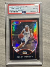 Allen Iverson 2007-08 Bowman Chrome Black Refractor Nuggets #/199 PSA 8
