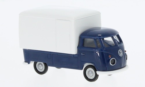 Brekina 32856 - 1/87 Vw T1B GroßRaum-Koffer, Dunkelblau/Weiss, 1960 - Neu-image