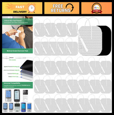 32Pcs Reusable 2x2" Tens Unit Electrode Pads - Compatible with TENS Devices, Upg