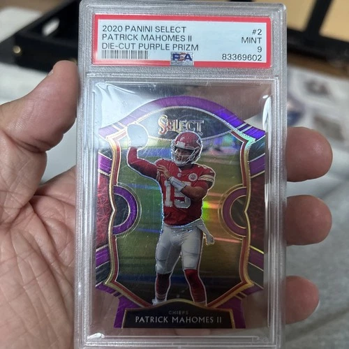 PATRICK MAHOMES II 2020 SELECT CONCOURSE DIE CUT PURPLE PRIZM PSA 9