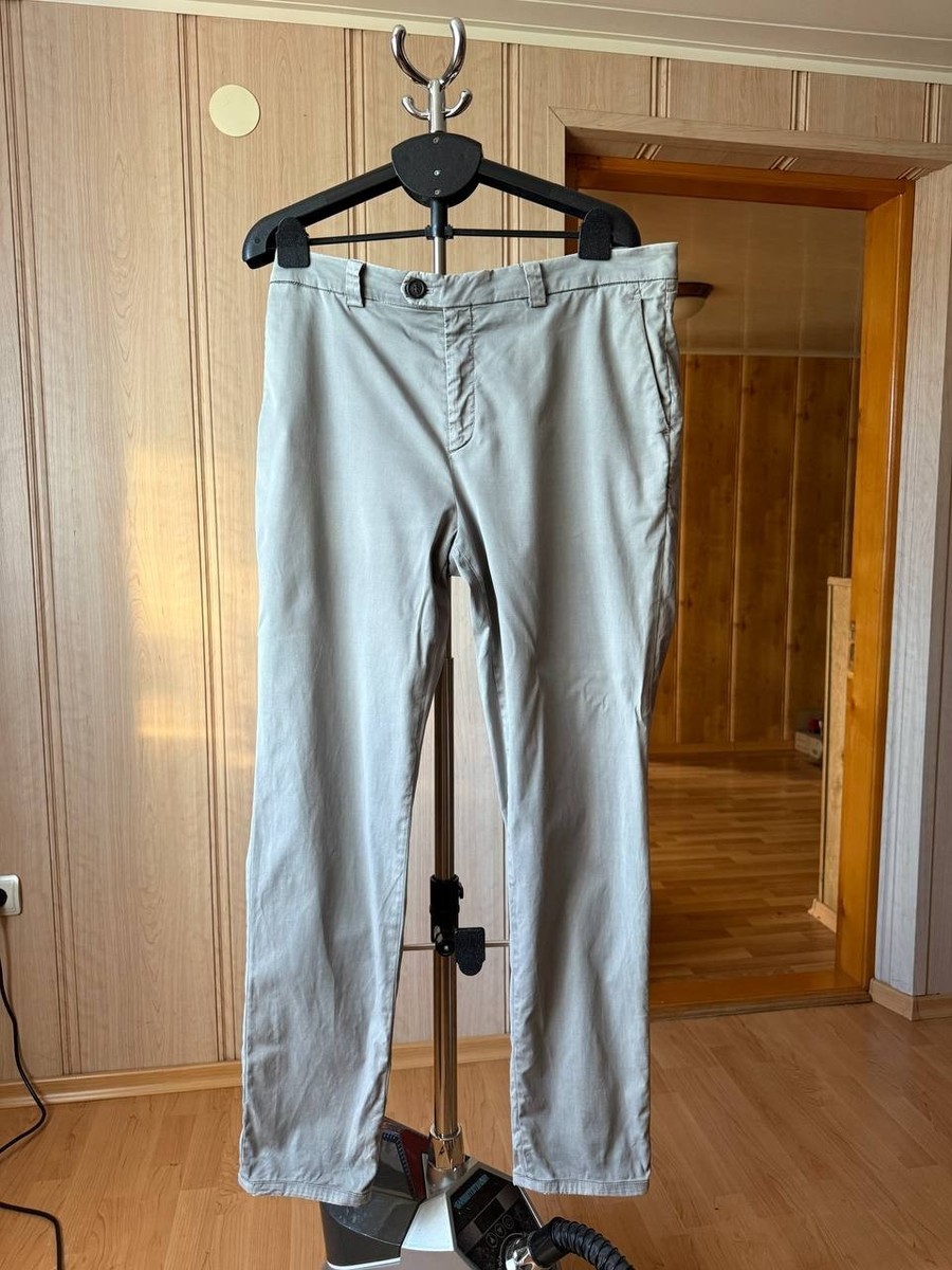 ブルネロクチネリ　パンツ　46　ストライプ　グレー　LEISURE FIT BRUNELLO CUCINELLI LEISURE FIT MADE IN ITALY COTTON PANTS TROUSERS