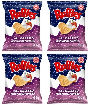 Ruffles All Dressed Flavored Potato Chips, 200g (4 Pack)