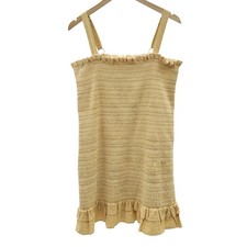 Abercrombie & Fitch Yellow Smocked Ruffle Mini Dress Adjustable Straps Womens XL