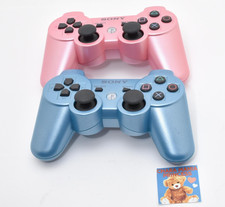 Lot 2 Sony PS3 Wireless Controller Dual Shock 3 Candy Pink Blue Set Tested Japan