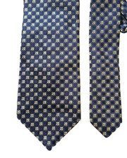 John W. Nordstrom Men  s Silk Tie Navy Gold Geometric Square Pattern Classic...