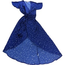 Dancing Leopard Star Print Dress UK14 Women's Wrap Style Blue