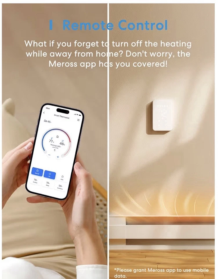 Умный термостат Meross для электрических плинтусных и настенных обогревателей MTS200 - Изображение 3 из 4