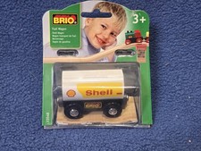 Vintage Brio Shell Oil Tanker, Fuel Wagon, Wooden Train, 33548, NIB, RARE