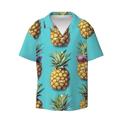 Pineapple Vintage Hawaiian Shirt Men Women Print Aloha Tropical
