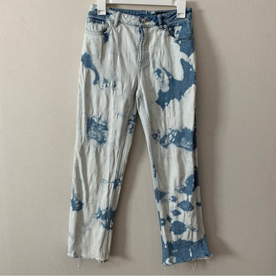 All Saints Ava Straight High Rise Straight Jeans Raw Hem Bleached Womens Size 26