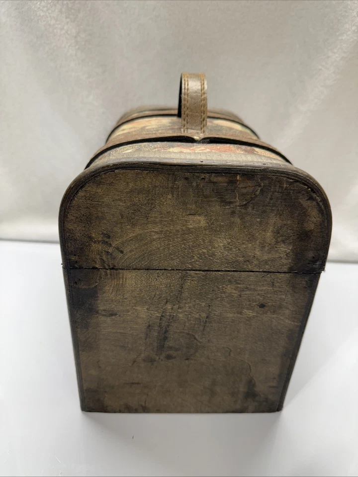 Handmade Paisley Print Wood Trunk, Trinket, Jewelry, Storage Box. Vintage - Image 2 of 4