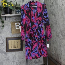 tahari ASL Womens Printed Tie Front Faux-Wrap Dress DEM643-T4 Black Cobalt 8