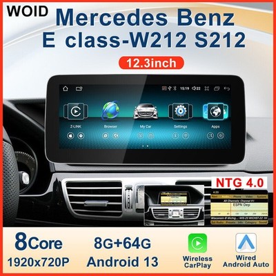 12.3'' Android13 CarPlay 64GB Car Radio Sat for Mercedes-Benz E-Class W212 NGT4.0