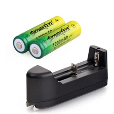 2pcs SkyWolfEye 14500 Battery Rechargeable 3.7V 1200mAh Li-ion + Smart Charger