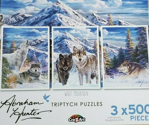Rompecabezas de 3x500 piezas tríptico Wolf Mountain de Abraham Hunter - Imagen 4 de 4