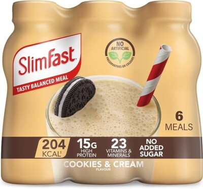 SlimFast Ready To Drink Shake Mahlzeitenersatz Kekse Creme 6 x 325ml Multipack
