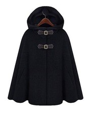 Womens Cute Batwing-Sleeve Hooded Baggy Poncho Cape Cardigans Outwear w Armholes