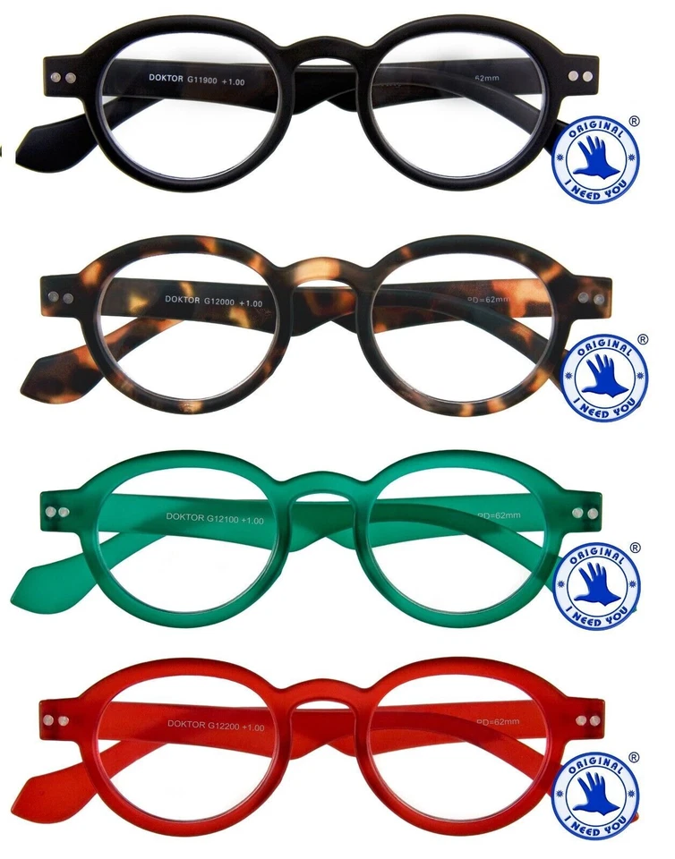 Reading Glasses Round Black Brown Green Red With Case I Need You Doctor SALE SALE