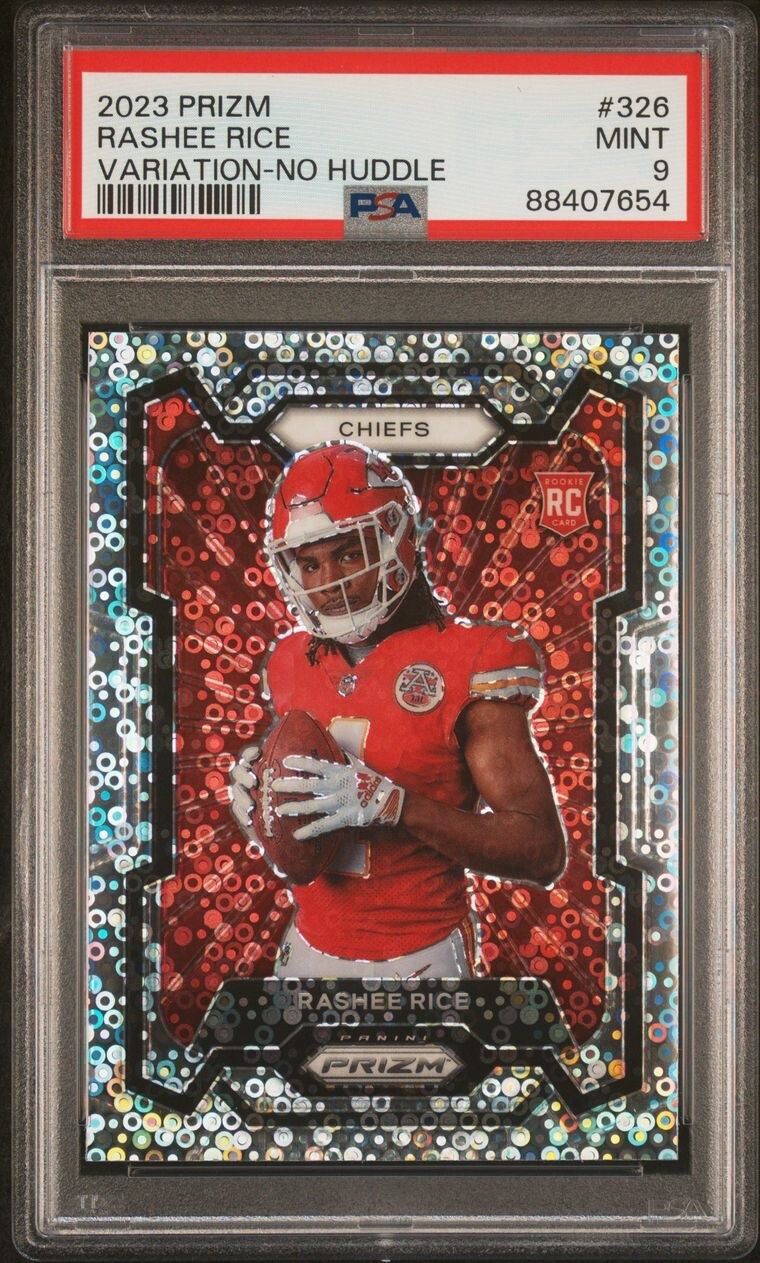 2023 Prizm Rashee Rice Variation No Huddle #326 Kansas City Chiefs PSA 9